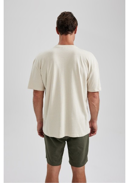 %100 Pamuk Oversize Geniş Kalıp Bisiklet Yaka Basic Düz Kısa Kollu Tişört B0662AXNS