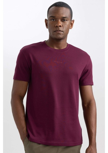 Regular Fit Bisiklet Yaka Baskılı Kısa Kollu Ağır Kumaş Tişört A6395AX23AU