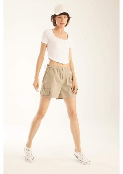 Fitted Fitilli Kaşkorse Kısa Kollu Tişört A9849AX23HS