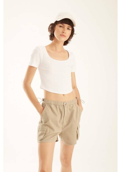 Fitted Fitilli Kaşkorse Kısa Kollu Tişört A9849AX23HS