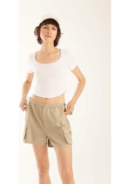 Fitted Fitilli Kaşkorse Kısa Kollu Tişört A9849AX23HS