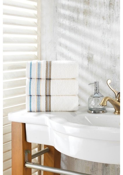 Neşe Home Lyric 3’lü Krem El & Yüz Havlu Seti 50x100 – %100 Pamuklu, Yumuşak ve Emici