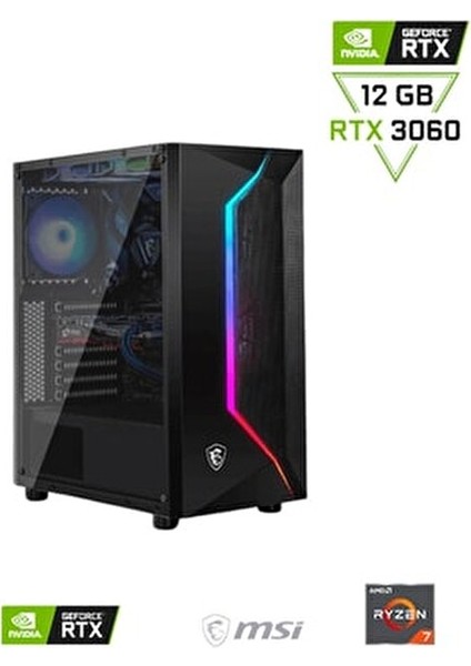 Amd Ryzen7 5700X/32GB DDR4/500GB 3100-2600 Mb/s M2 Ssd/ RTX3060 Gamıng Pc