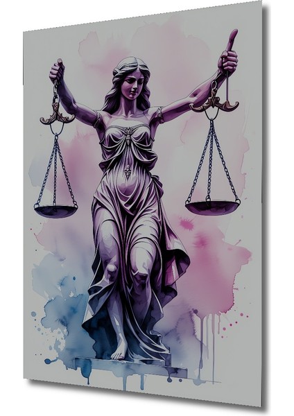 Adalet Tanrıçası Terazisi Sulu Boya Görünümlü Dekoratif Ahşap Ev/işyeri/ofis Kare Tablo fiyatları