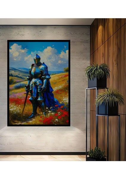 Çerçeve Görünümlü Yağlı Boya Görünümlü Şövalye Çiçek Bahçesi Dekoratif Ahşap Işyeri/ofis Kare Tablo