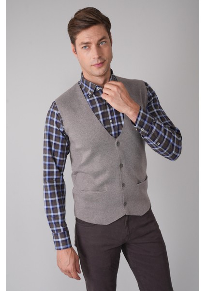 Vizon Düz Triko Yün Erkek Yelek TRYL24K24203_D08