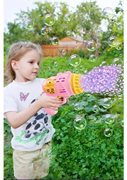 Brkx Tabancası Likitli Pilli 23 Delikli Pembe Baloncuk Makinesi Bubble Gun Gextr 968593