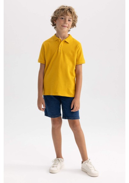 Erkek Çocuk Sarı Regular Fit Polo Yaka Basic Pike %100 Pamuk Kısa Kollu Polo Tişört B0668A8NS