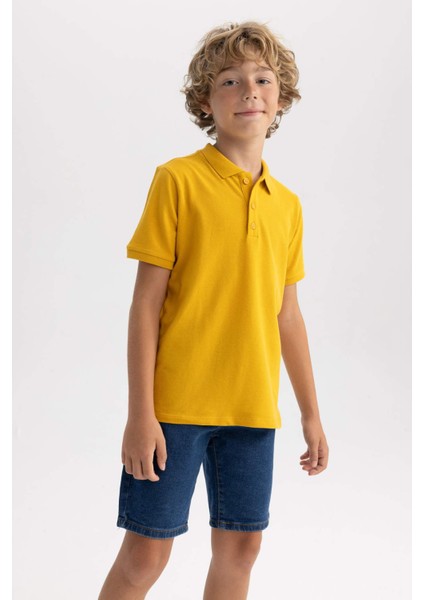 Erkek Çocuk Sarı Regular Fit Polo Yaka Basic Pike %100 Pamuk Kısa Kollu Polo Tişört B0668A8NS