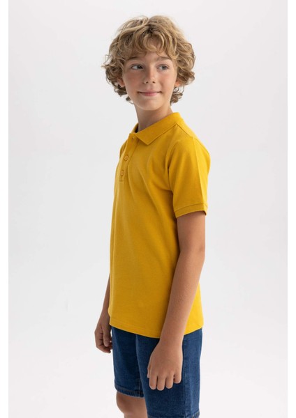 Erkek Çocuk Sarı Regular Fit Polo Yaka Basic Pike %100 Pamuk Kısa Kollu Polo Tişört B0668A8NS