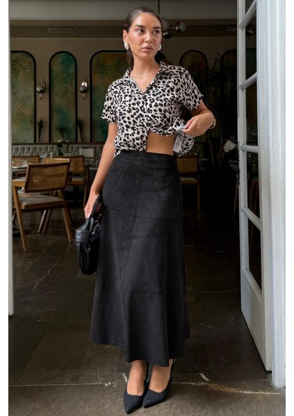 Siyah Süet Uzun Etek MG2549 fiyatları