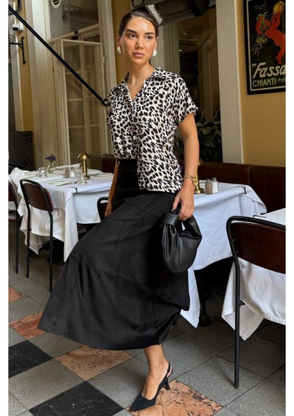 Siyah Süet Uzun Etek MG2549 fırsatları