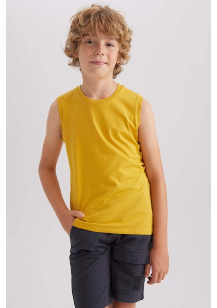 Erkek Çocujk Bisiklet Yaka Basic Düz Atlet B0669A8NS