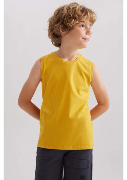 Erkek Çocujk Bisiklet Yaka Basic Düz Atlet B0669A8NS