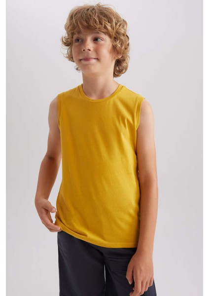 Erkek Çocujk Bisiklet Yaka Basic Düz Atlet B0669A8NS