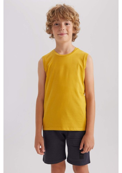 Erkek Çocujk Bisiklet Yaka Basic Düz Atlet B0669A8NS