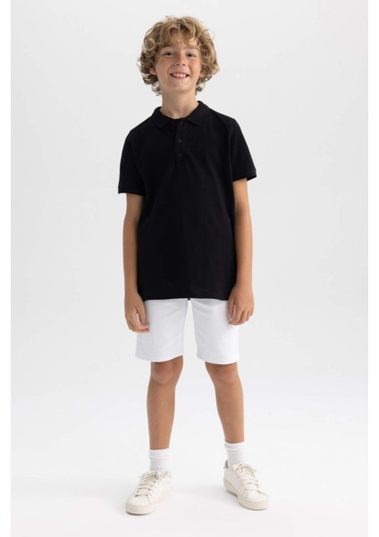 Erkek Çocuk Pike Kısa Kollu Basic Düz Polo Tişört B0668A8NS
