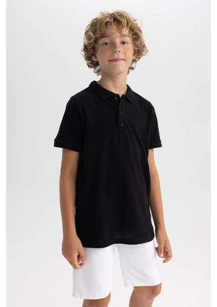 Erkek Çocuk Pike Kısa Kollu Basic Düz Polo Tişört B0668A8NS