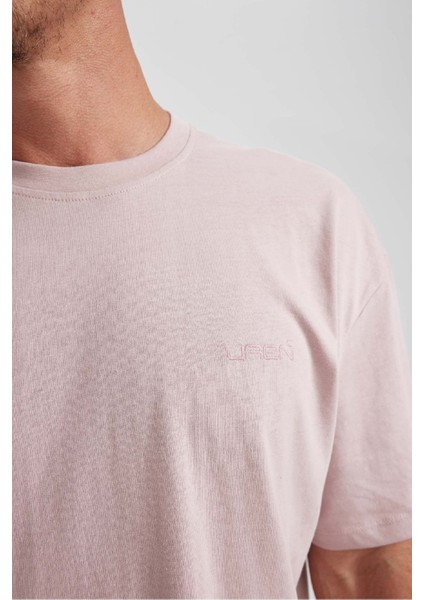 %100 Pamuk Oversize Geniş Kalıp Bisiklet Yaka Basic Düz Kısa Kollu Tişört