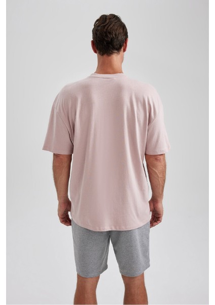 %100 Pamuk Oversize Geniş Kalıp Bisiklet Yaka Basic Düz Kısa Kollu Tişört
