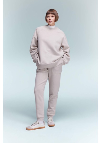 Regular Fit Jogger Kışlık Eşofman Altı Basic Düz Beli Lastikli Bağcıklı Cepli V2699AZ23WN