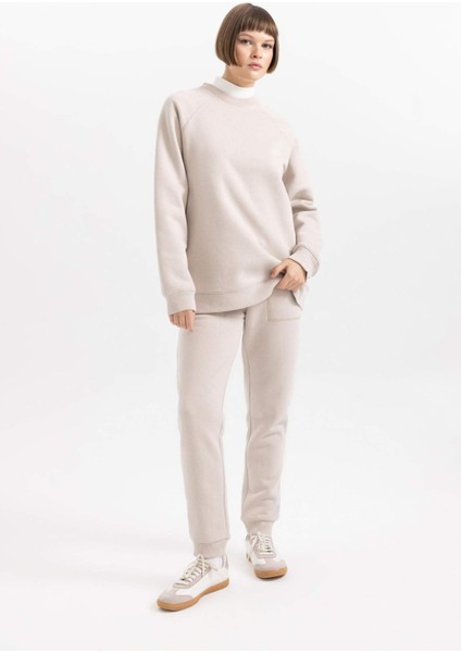 Regular Fit Jogger Kışlık Eşofman Altı Basic Düz Beli Lastikli Bağcıklı Cepli V2699AZ23WN