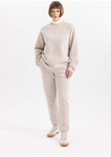 Regular Fit Jogger Kışlık Eşofman Altı Basic Düz Beli Lastikli Bağcıklı Cepli V2699AZ23WN