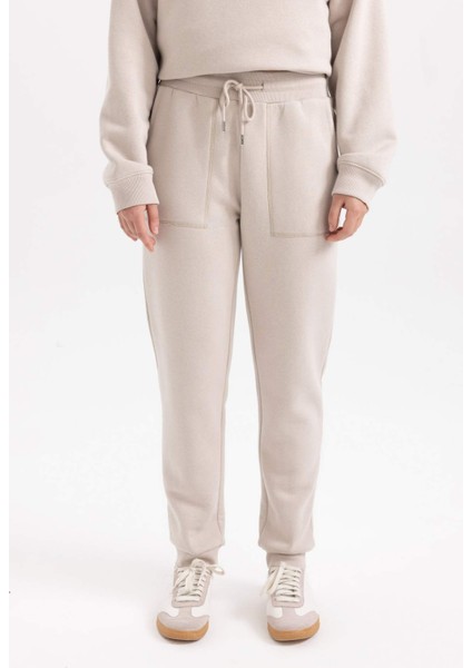Regular Fit Jogger Kışlık Eşofman Altı Basic Düz Beli Lastikli Bağcıklı Cepli V2699AZ23WN