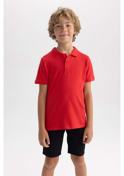 Erkek Çocuk Pike Kısa Kollu Basic Düz Polo Tişört B0668A8NS