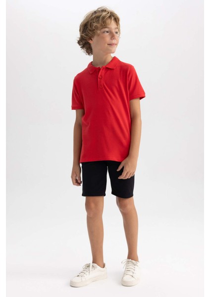 Erkek Çocuk Pike Kısa Kollu Basic Düz Polo Tişört B0668A8NS