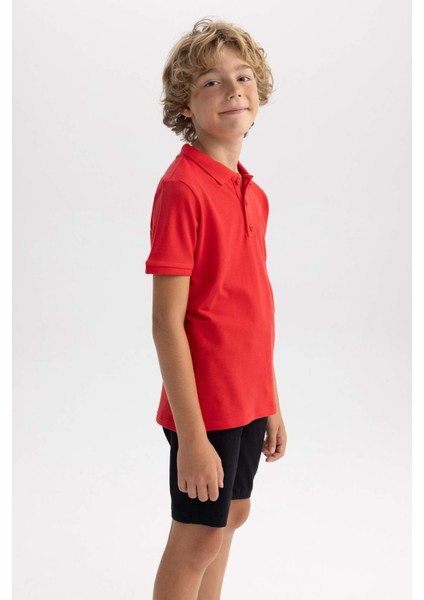 Erkek Çocuk Pike Kısa Kollu Basic Düz Polo Tişört B0668A8NS