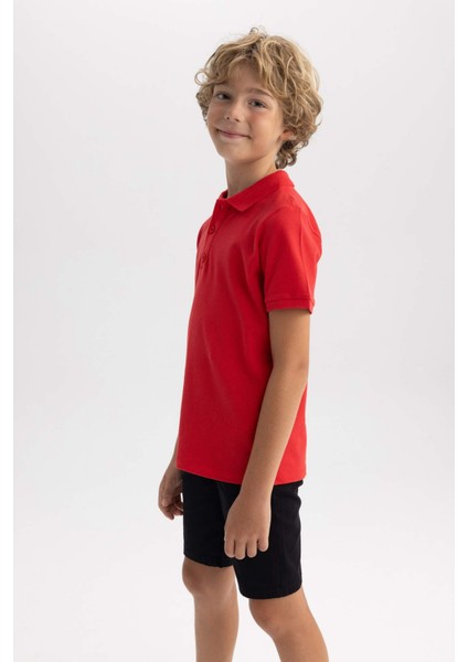 Erkek Çocuk Pike Kısa Kollu Basic Düz Polo Tişört B0668A8NS