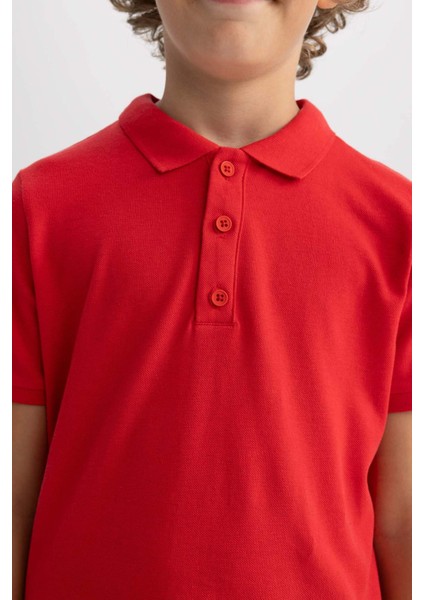 Erkek Çocuk Pike Kısa Kollu Basic Düz Polo Tişört B0668A8NS