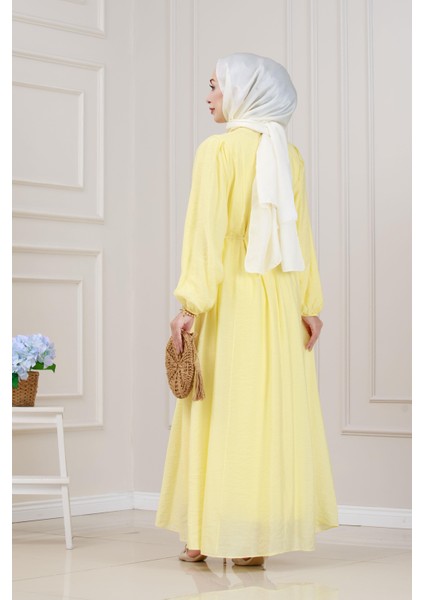 Beli Bağcıklı Pera Elbise-Sarı indirimleri