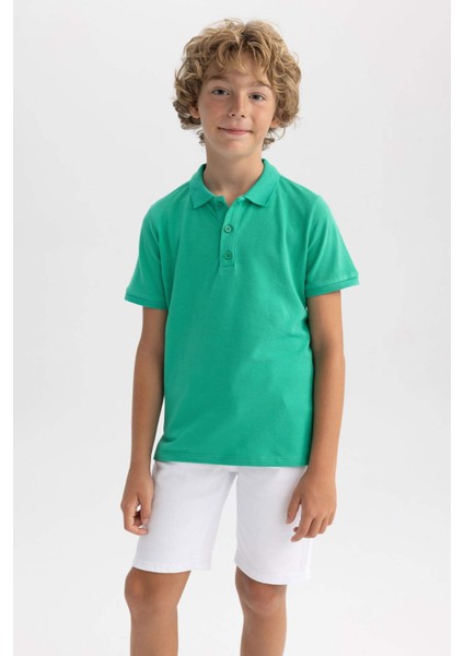 Erkek Çocuk Pike Kısa Kollu Basic Düz Polo Tişört B0668A8NS