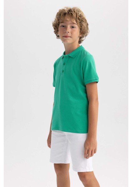 Erkek Çocuk Pike Kısa Kollu Basic Düz Polo Tişört B0668A8NS