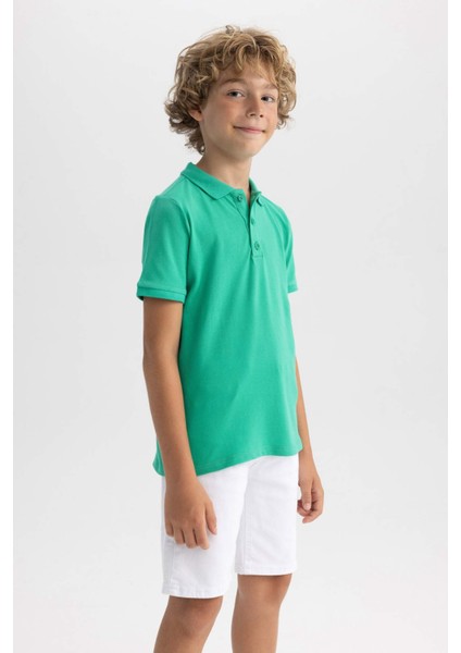 Erkek Çocuk Pike Kısa Kollu Basic Düz Polo Tişört B0668A8NS