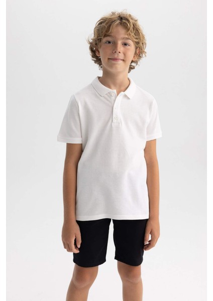 Erkek Çocuk Pike Kısa Kollu Basic Düz Polo Tişört B0668A8NS