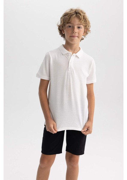 Erkek Çocuk Pike Kısa Kollu Basic Düz Polo Tişört B0668A8NS
