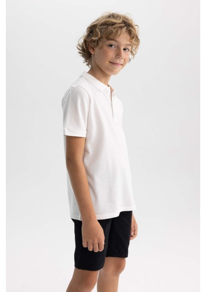 Erkek Çocuk Pike Kısa Kollu Basic Düz Polo Tişört B0668A8NS
