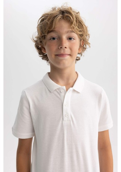 Erkek Çocuk Pike Kısa Kollu Basic Düz Polo Tişört B0668A8NS