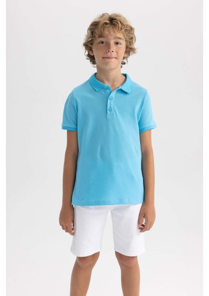 Erkek Çocuk Pike Kısa Kollu Basic Düz Polo Tişört B0668A8NS