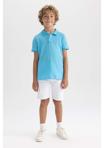 Erkek Çocuk Pike Kısa Kollu Basic Düz Polo Tişört B0668A8NS