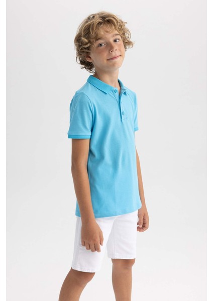 Erkek Çocuk Pike Kısa Kollu Basic Düz Polo Tişört B0668A8NS