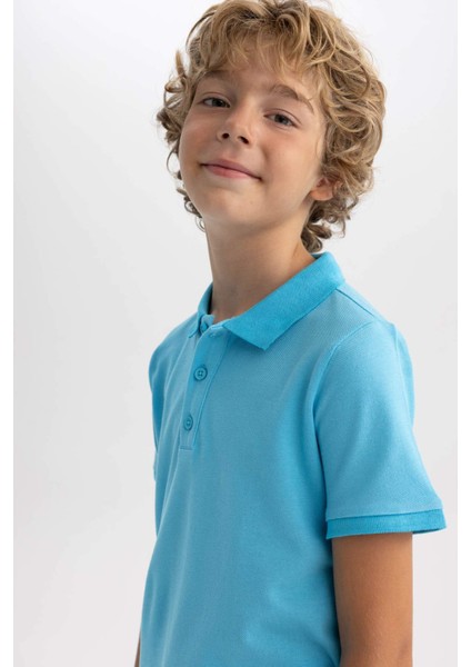 Erkek Çocuk Pike Kısa Kollu Basic Düz Polo Tişört B0668A8NS