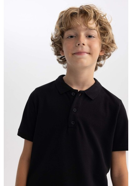 Erkek Çocuk Pike Kısa Kollu Polo Okul Tişörtü B0668A8NS