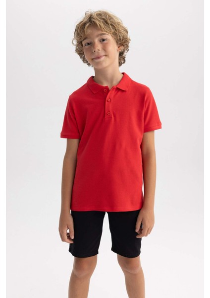 Erkek Çocuk Pike Kısa Kollu Basic Düz Polo Tişört B0668A8NS
