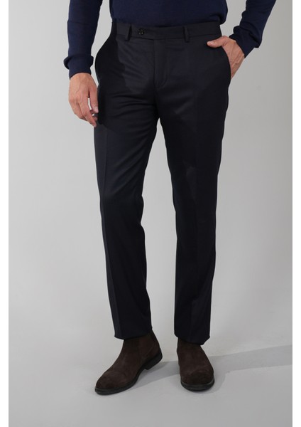 Lacivert Doğal Pamuk Pilesiz Spor Pantolon PNS24K24003_D39