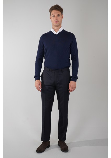 Lacivert Doğal Pamuk Pilesiz Spor Pantolon PNS24K24003_D39 fırsatları