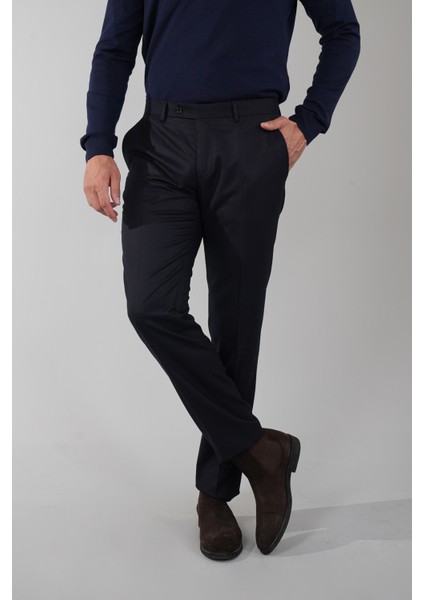 Lacivert Doğal Pamuk Pilesiz Spor Pantolon PNS24K24003_D39 indirimleri